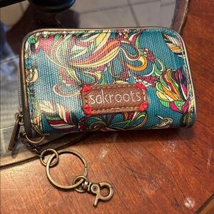 Sakroots Teal and Multicolor Patterned Wallet